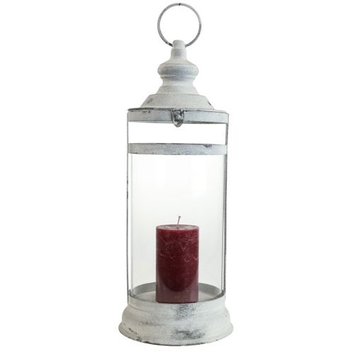 Article Lanterne Déco Lanterne Shabby Chic Métal Blanc Ø15cm H46cm