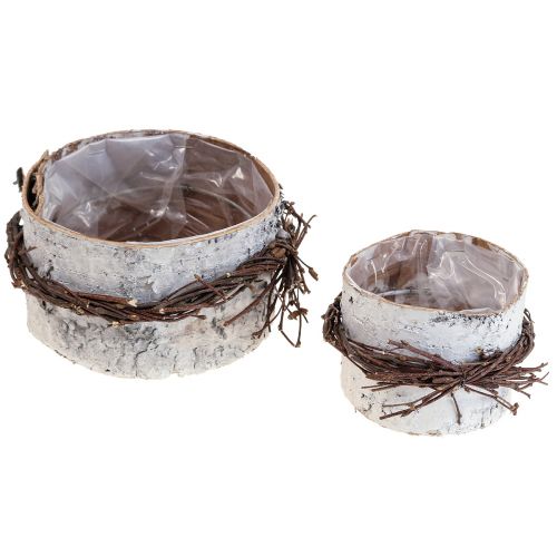 Jardinière bois bouleau bois bouleau pot blanc Ø11/16cm lot de 2