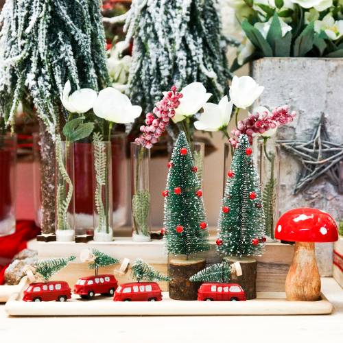 Floristik24 Voiture de décoration d'arbres avec sapin 6,5cm à suspendre 4pcs