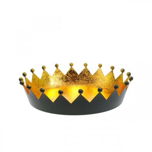 Floristik24 Décoration de table couronne de Noël noir doré Ø16,5cm H6cm