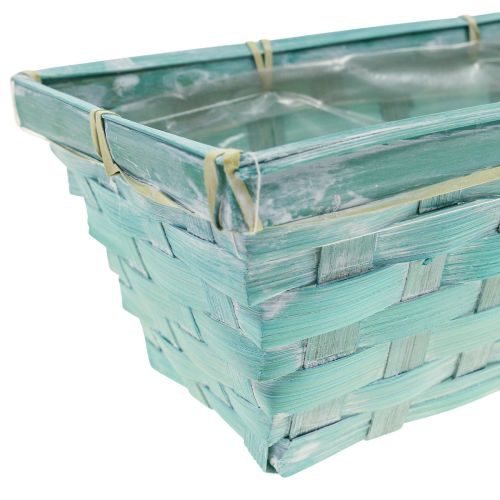 Jardinière, panier à plantes tressé, panier à copeaux carré vert/blanc 25cm 6pcs