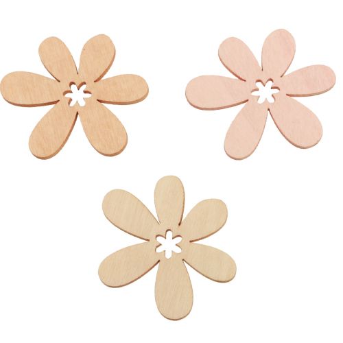 Floristik24 Fleurs en bois fleurs de décoration dispersées bois orange/rose/blanc 72pcs