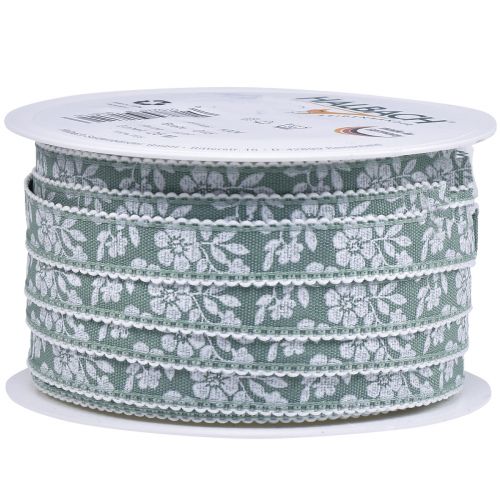 Article Ruban cadeau fleurs ruban décoratif vert pastel 15mm 25m