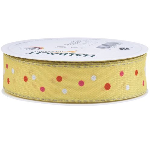 Article Ruban cadeau à pois ruban jaune 25mm 18m