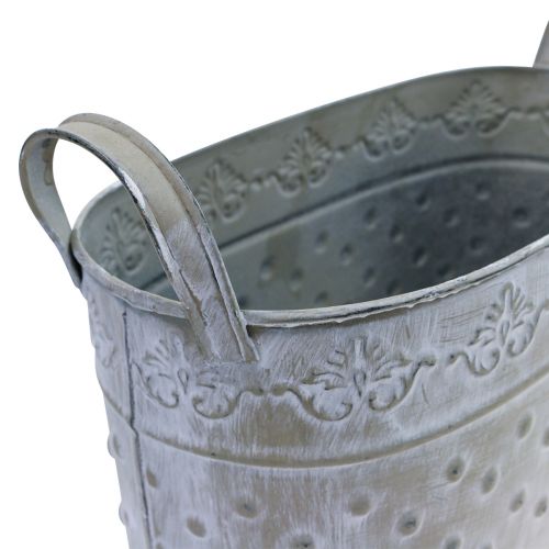 Floristik24 Pot de fleur ovale avec anses Jardinière métal 24/19/14cm 3pcs