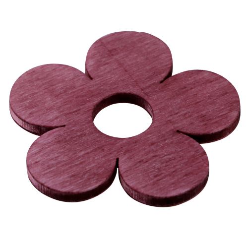 Article Décoration de table fleurs en bois rose violet blanc Ø4cm 72 pcs