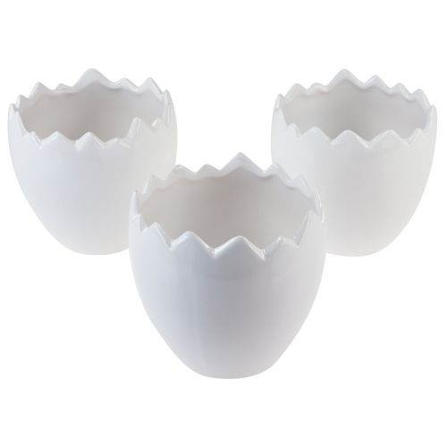 Floristik24 Pot de fleur jardinière blanc d'oeuf en céramique Ø11,5cm H11,5cm 3 pcs