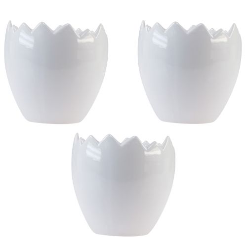 Floristik24 Pot de fleur jardinière blanc d'oeuf en céramique Ø11,5cm H11,5cm 3 pcs