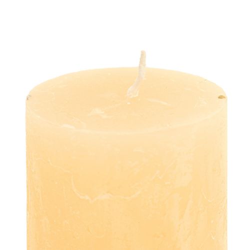 Article Bougies de couleur unie piliers lumineux abricot 50×100mm 4 pcs