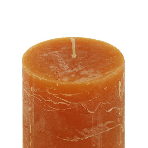 Article Bougies piliers orange foncé couleur unie Sunset 60x80mm 4 pcs
