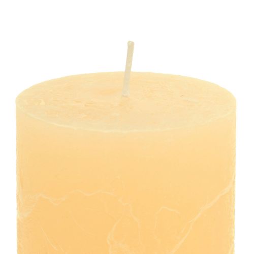 Article Bougies piliers de couleur unie Abricot clair 60 × 100 mm 4 pièces