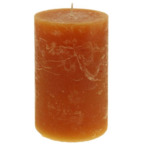 Article Bougies pilier orange foncé teinté dans la masse Sunset 60x100mm 4pcs