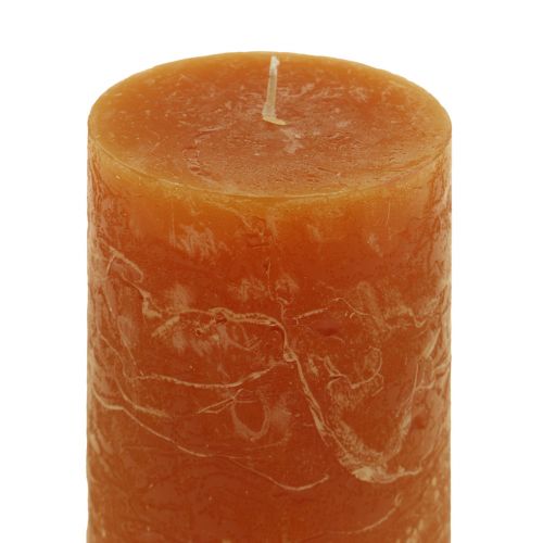 Article Bougies pilier orange foncé teinté dans la masse Sunset 60x100mm 4pcs