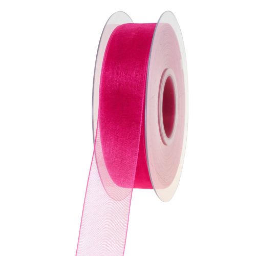 Floristik24 Ruban organza ruban cadeau ruban rose lisière 25mm 50m