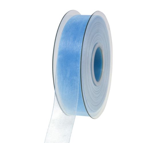 Floristik24 Ruban organza ruban cadeau bleu clair ruban bleu lisière 25mm 50m