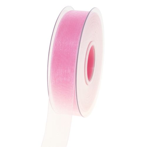 Floristik24 Ruban organza ruban cadeau ruban rose lisière 25mm 50m