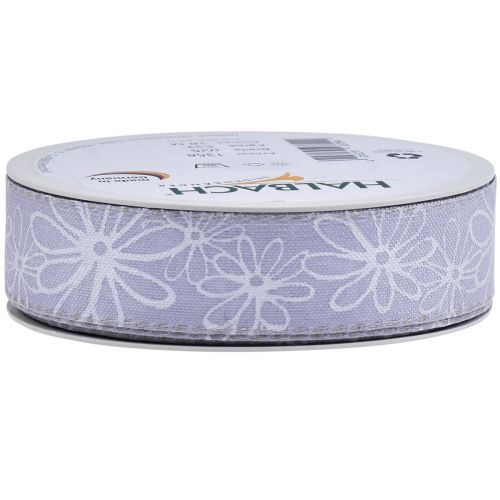 Article Ruban cadeau fleurs violettes ruban lilas 25mm 18m