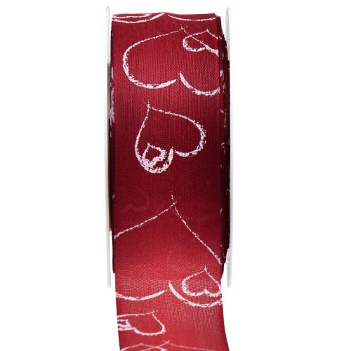 Floristik24 Ruban cadeau ruban rouge avec coeurs ruban décoratif 40mm 16m