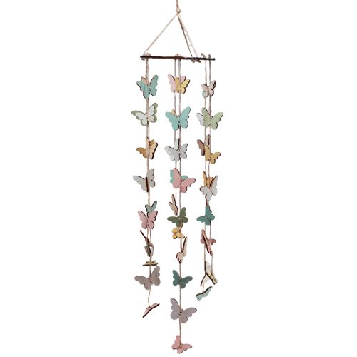 Floristik24 Carillon éolien décoration papillons décoration de fenêtre bois Ø15cm 55cm