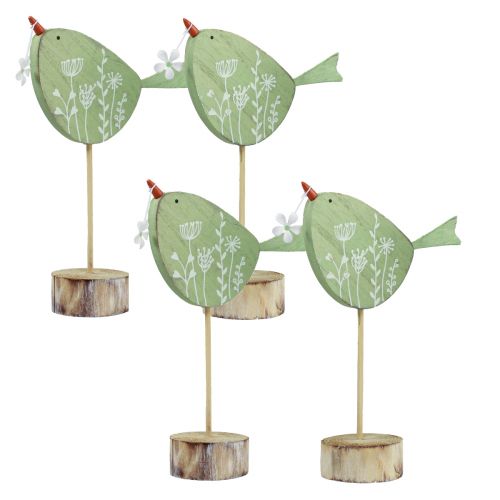 Floristik24 Décoration de table oiseau déco Pâques décoration en bois menthe 18x13,5cm 4 pcs