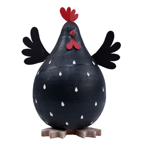 Article Poulet décoratif noir en bois décoration poule Pâques décoration bois H13cm
