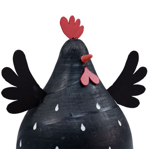 Article Poulet décoratif noir en bois décoration poule Pâques décoration bois H13cm