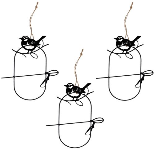 Article Décoration à suspendre oiseaux décoratifs en métal noir 18×22,5cm 3pcs