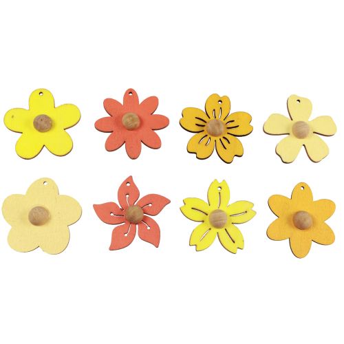 Floristik24 Fleurs en bois décoration à suspendre décoration d&#39;été en bois jaune 4,5 cm 24 pcs