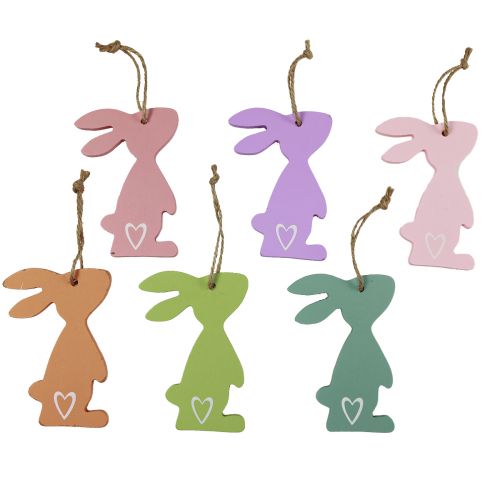 Floristik24 Décoration de lapin de Pâques décoration à suspendre bois décoration de Pâques pastel 10cm 10pcs