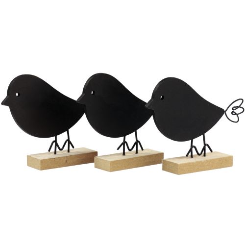 Oiseaux décoratifs oiseaux en bois noirs décoration en bois printemps 13,5 cm 6pcs
