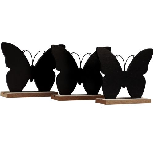Article Décoration de table en bois Papillon Noir Naturel 12cm 6 Pcs
