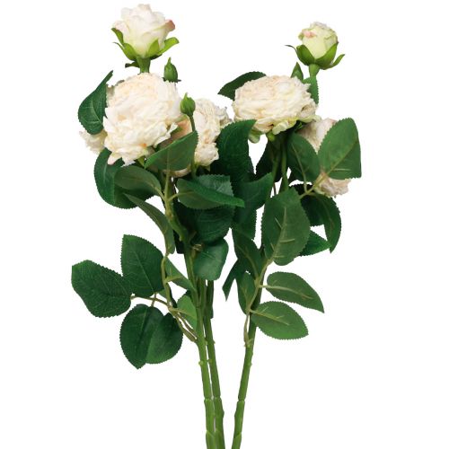 Floristik24 Roses artificielles Crème Roses artificielles Aspect sec 53cm 3 pièces