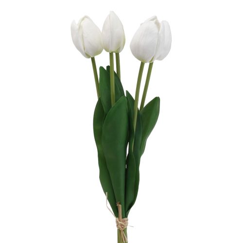 Tulipes Blanches Décoration Real Touch Fleurs Artificielles Printemps 49cm 5 pcs