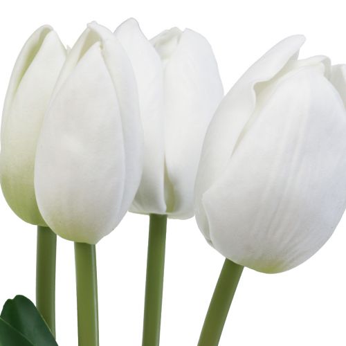 Article Tulipes Blanches Décoration Real Touch Fleurs Artificielles Printemps 49cm 5 pcs