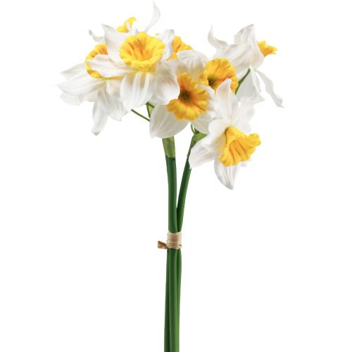 Article Jonquilles artificielles fleurs en soie blanche jonquilles 40cm 3 pcs