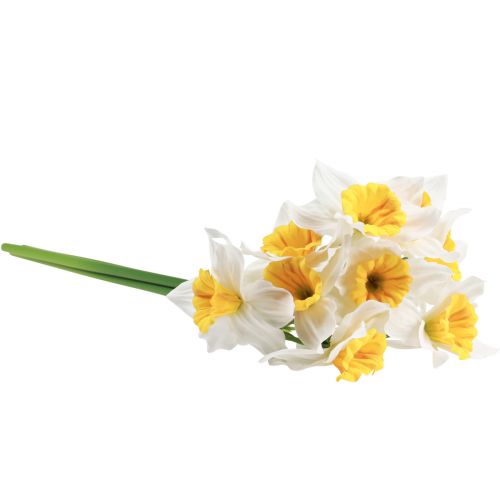 Article Jonquilles artificielles fleurs en soie blanche jonquilles 40cm 3 pcs