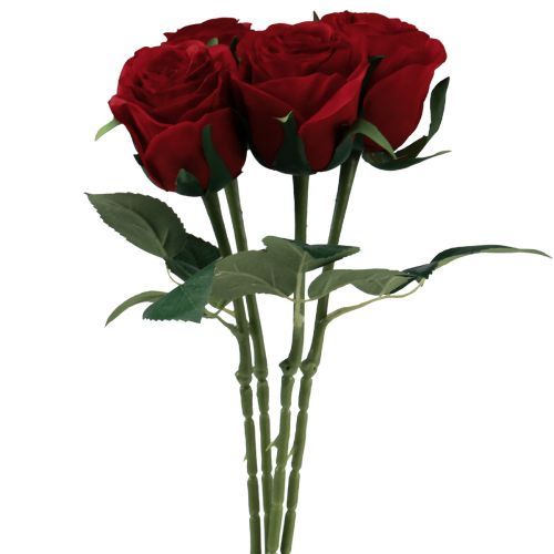 Floristik24 Roses Artificielles Roses Artificielles Rouges Fleurs en Soie Rouge 50cm 4pcs