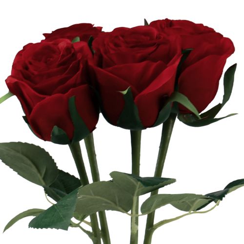 Floristik24 Roses Artificielles Roses Artificielles Rouges Fleurs en Soie Rouge 50cm 4pcs
