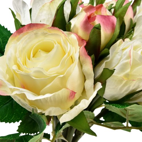 Article Roses Artificielles Crème Jaune Rose Roses Artificielles Bouquet Décoratif 29cm 12 pcs