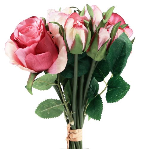 Floristik24 Roses Artificielles Roses Artificielles Roses Bouquet Décoratif 29cm 12 pcs