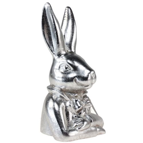 Lapin de Pâques décoratif Buste de lapin décoratif en céramique argentée H23cm