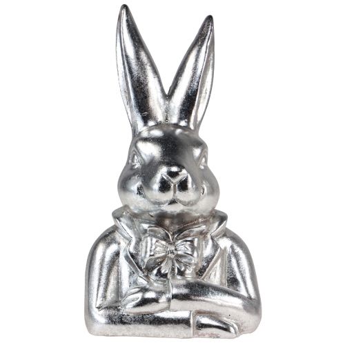Article Lapin de Pâques décoratif Buste de lapin décoratif en céramique argentée H23cm