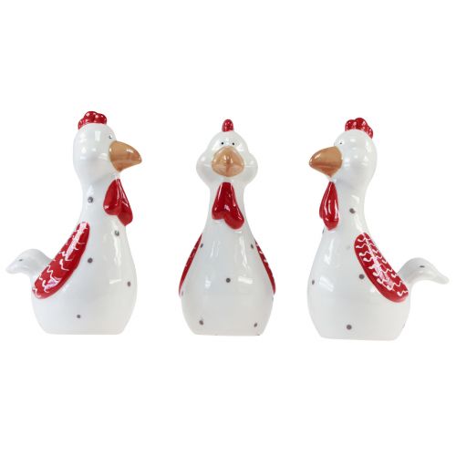 Article Poulets décoratifs figurines de décoration de Pâques décoration en céramique 15cm 3pcs