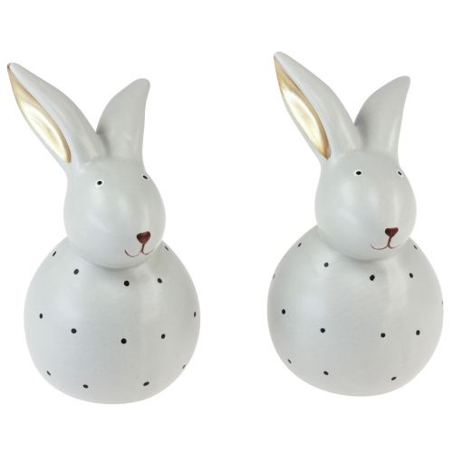 Floristik24 Figurines décoratives lapin de Pâques lapins à pois 17cm 2pcs