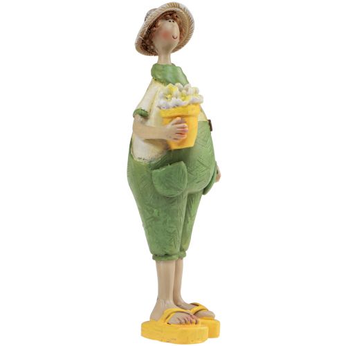 Article Figurines décoratives décoration de table de jardinier été vert jaune 16,5×5,5cm 2pcs