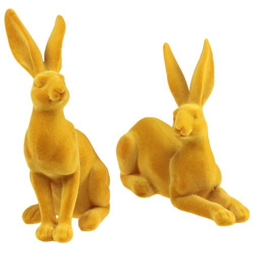 Lapin de Pâques figurine de lapin décorative curry Paire de lapins de Pâques 16 cm 2 pcs