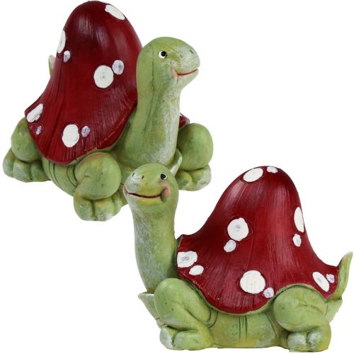 Floristik24 Décoration tortue amanite mouche décoration vert rouge 10cm 2pcs