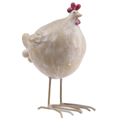 Floristik24 Poulet décoratif décoration de Pâques figurine de poule beige rouge 11×8×15,5cm