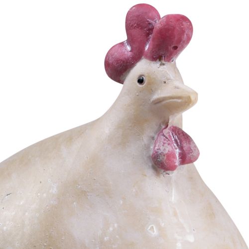 Article Poulet décoratif décoration de Pâques figurine de poule beige rouge 11×8×15,5cm