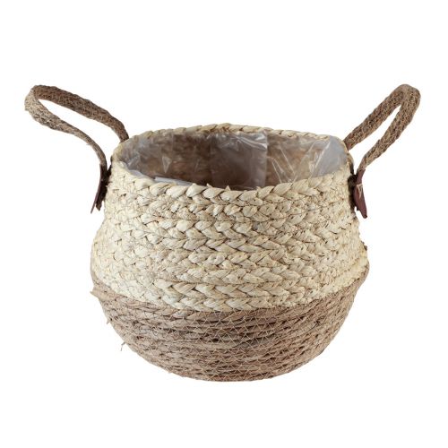 Article Corbeille à anses panier à plantes jute jonc de mer Ø23cm H20cm